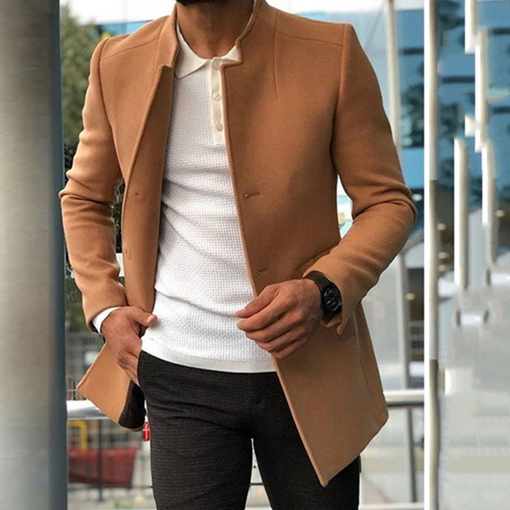 [Lots of in stock] Casual Men's Youth Suit Autumn New Fashionable Men's Solid Color Slim Fit Woolen Coat