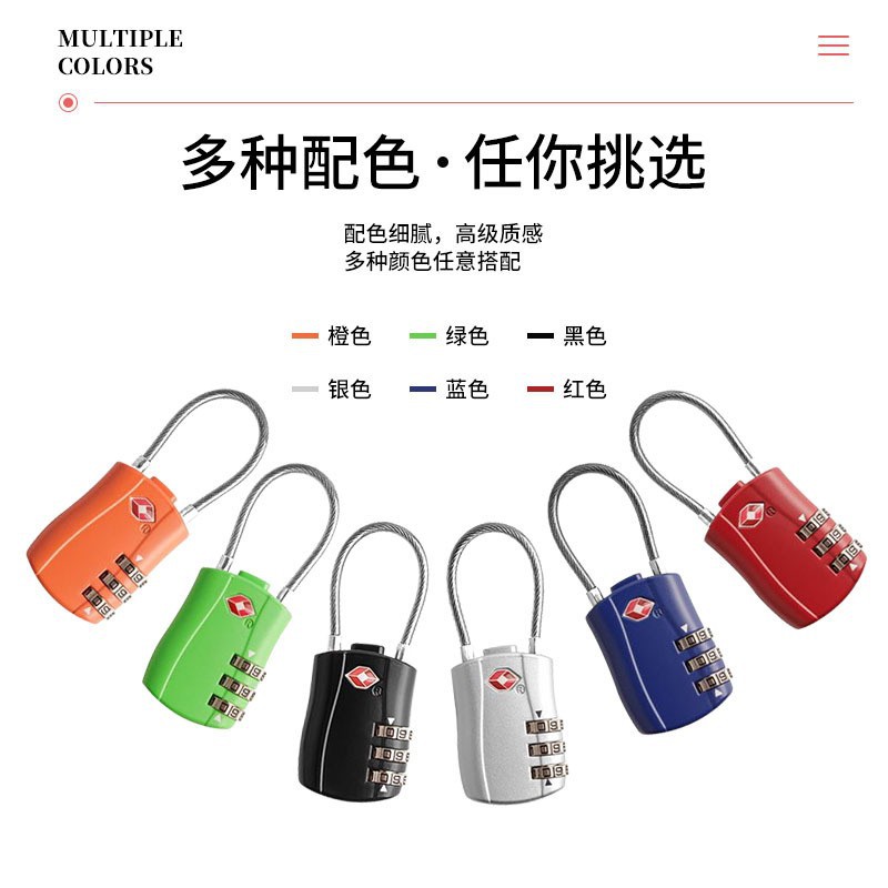 Cross-Border Popular Tsa007 Wire Rope Customs Password Hanging Metal Cabinet Mechanical Trolley Bag Lock 527 Lock
