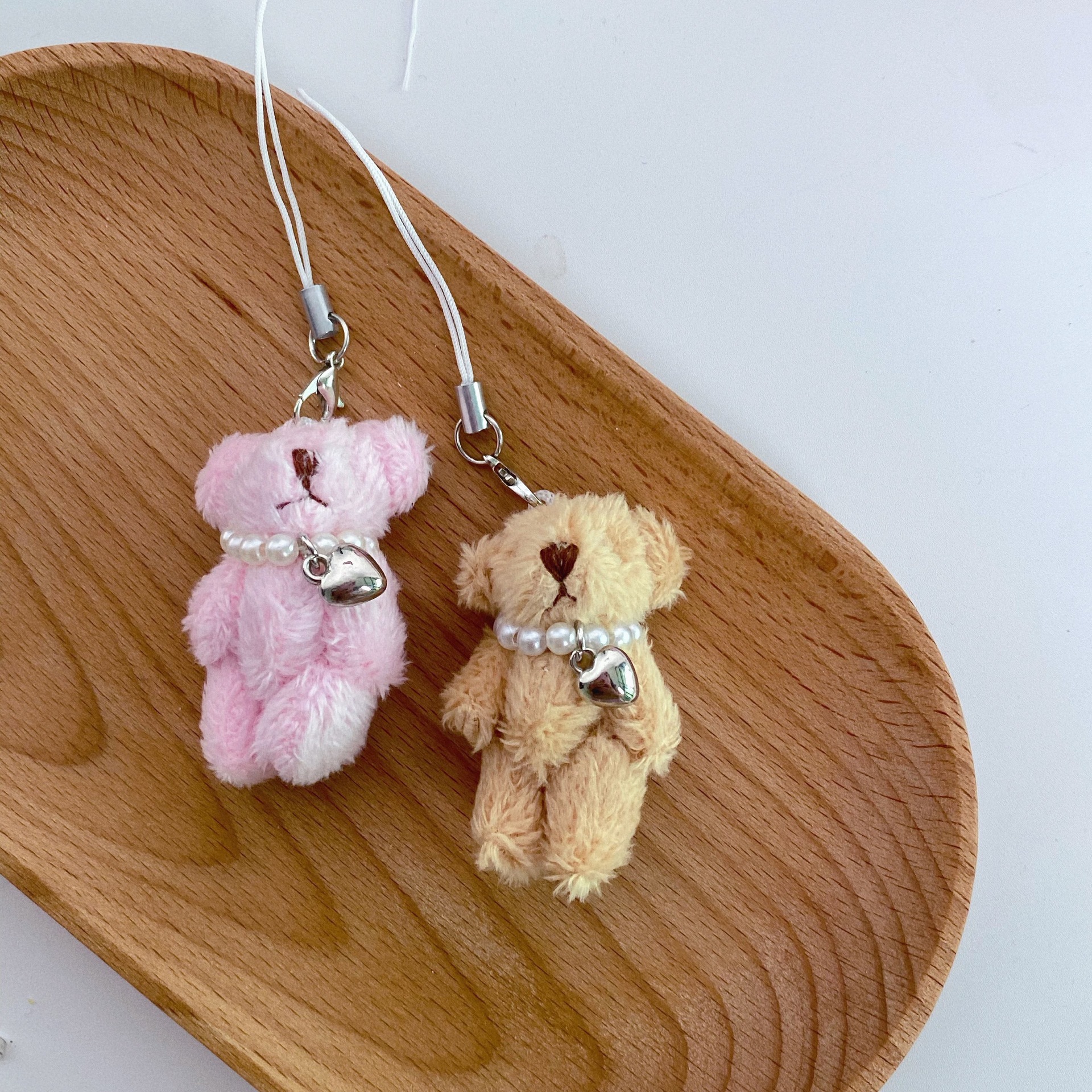 Girl heart joint bear plush teddy bear Rabbit mobile phone chain cute doll doll bag buckle keychain ins