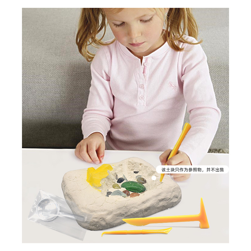 Archaeological Digging Tools suit DIY Handmade Toys with Props Hammer Scraper Chisel Brush Magnifying Glass