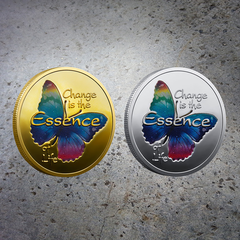 Butterfly Lucky Coin from Cocoon to Butterfly, Inspirational English Coin, Gift for Yourself, Small Gift for Fingertip Play