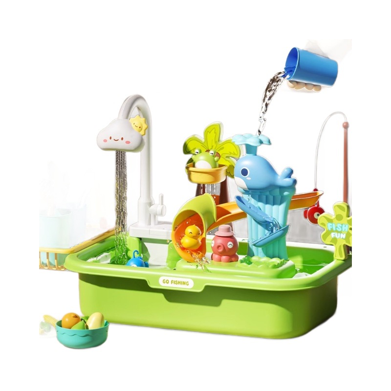 Cross-Border Children's Play House Kitchen Sink Set Electric Circulation Can Wash Vegetables and Fish Tank Water Toys