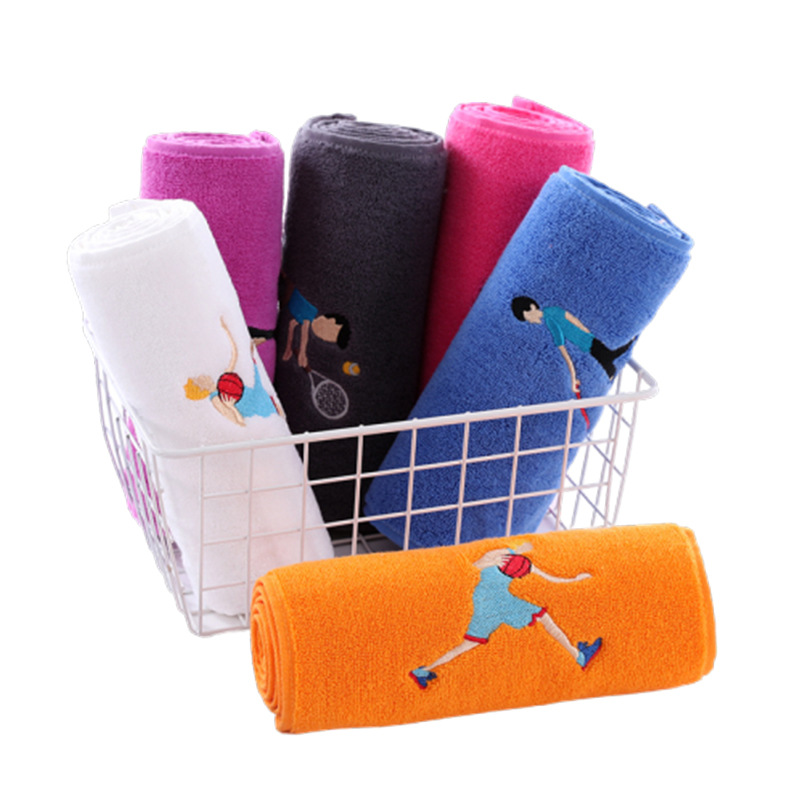 Cotton towel lengthened 1.1 meters sports gym running towel yoga towel sweat towel LOGO embroidered word