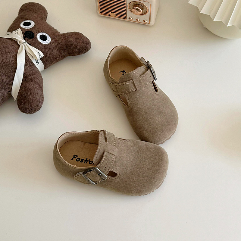 Children's Birkenth Shoes 2024 Spring and Autumn New Girls' Leather Shoes All-match Bean Shoes Little Girl's Soft-soled Shoes Spring Single-layer Shoes
