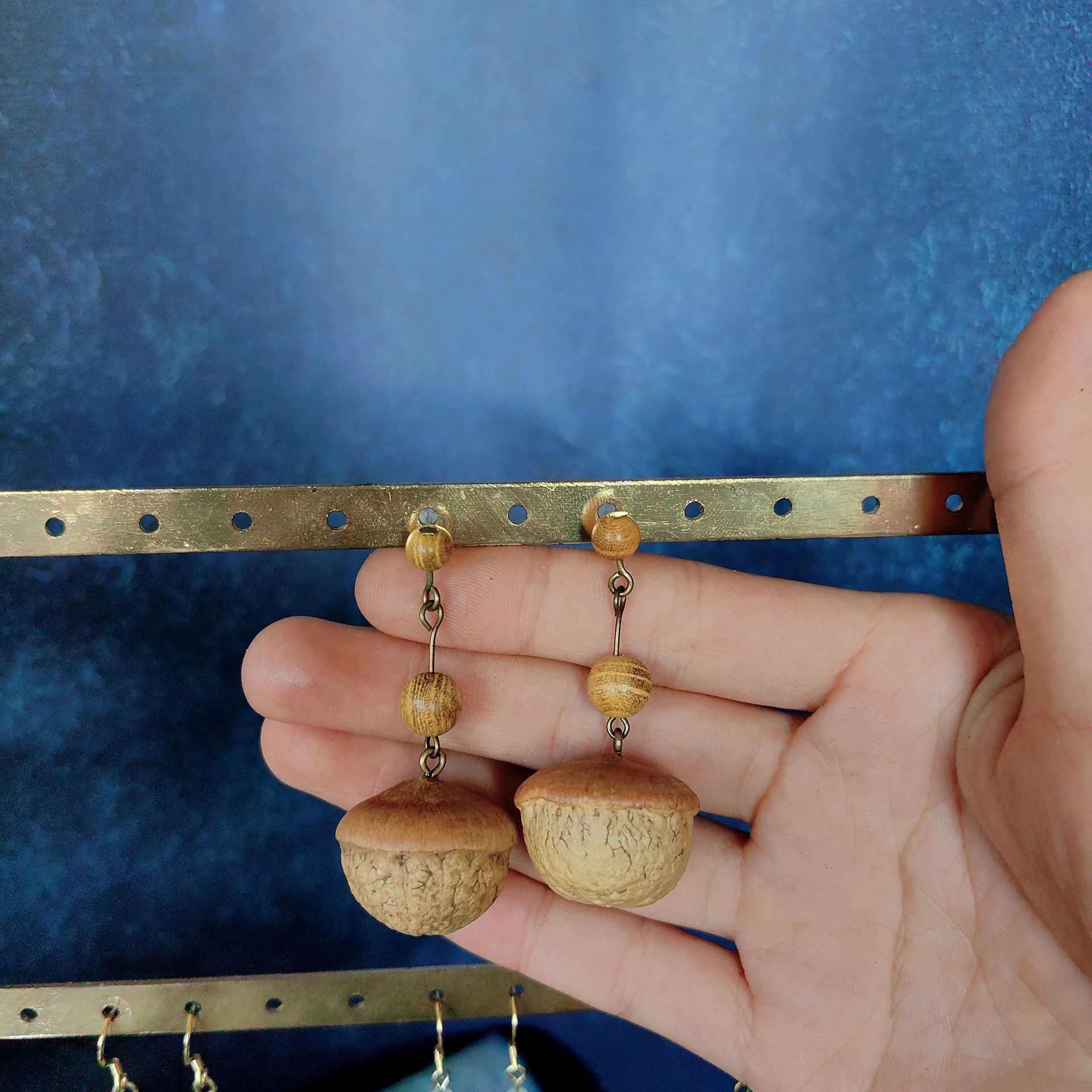 Plant Earrings Vintage Mori Pinecone Acorn Creative Long Wooden Natural Dried Fruit Tassel Ethnic Style Earrings