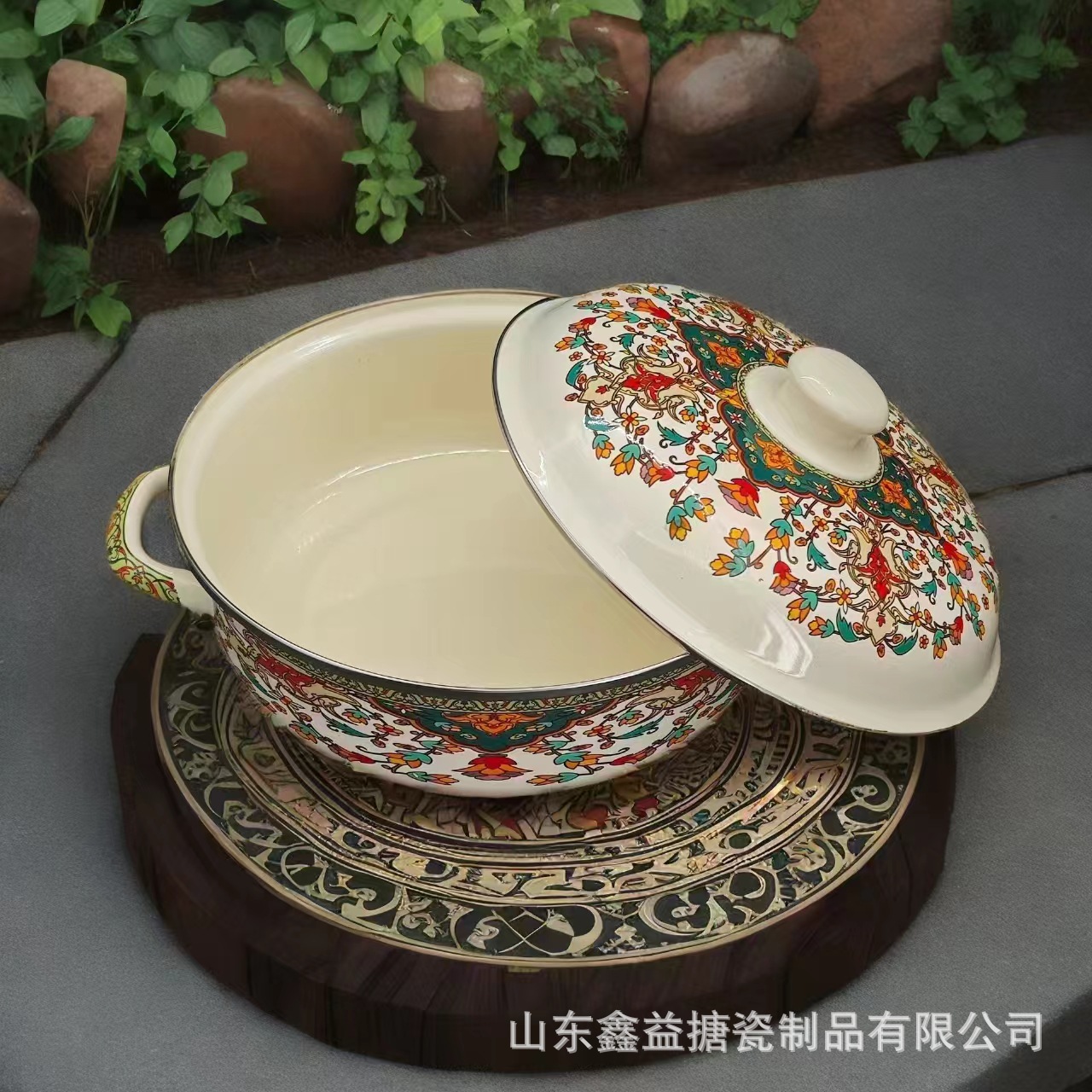 Polish Household Large Noodle Bowl Double Ear Soup Bowl Tableware Bohemian Soup Basin