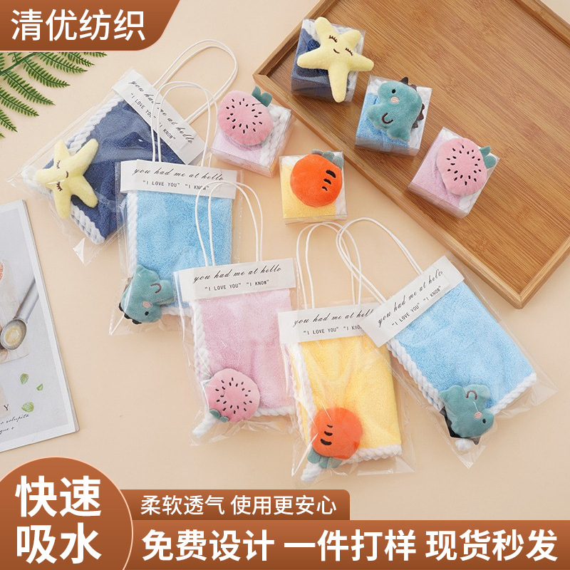 Мультяшное утолщенное абсорбирующее полотенце из кораллового флиса, для детей, квадратное, без волос, для детского сада