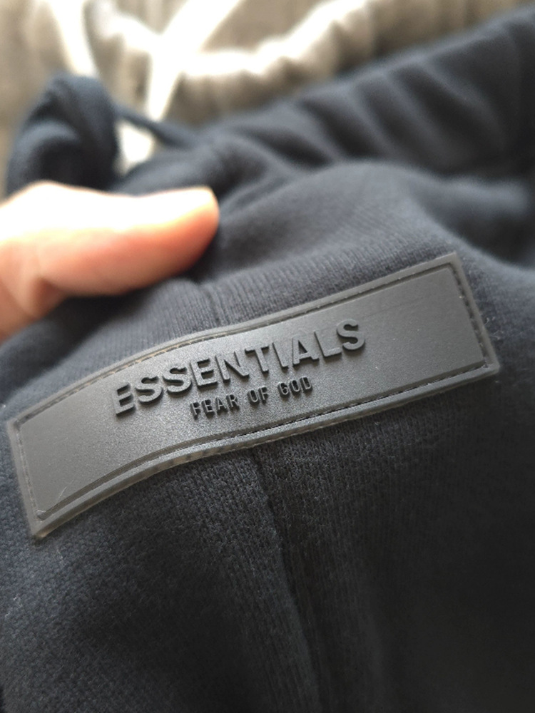 Ningbo Original Fog Multi-Line Essentials Eighth Seasons Flocked Logo Sweatpants Straight Drawstring Pants for Men and Women Trendy