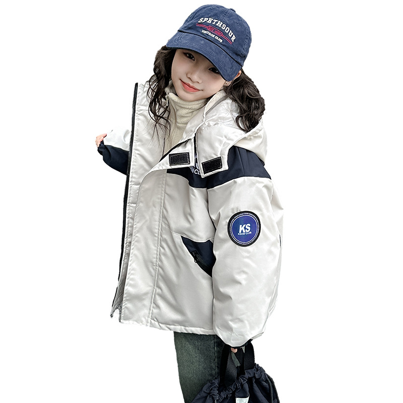 Foreign Trade Girls' Three-In-One Jacket, Quilted Jacket, Winter Style, Medium and Large Children's Warm Jacket, Two-Piece Set, Detachable