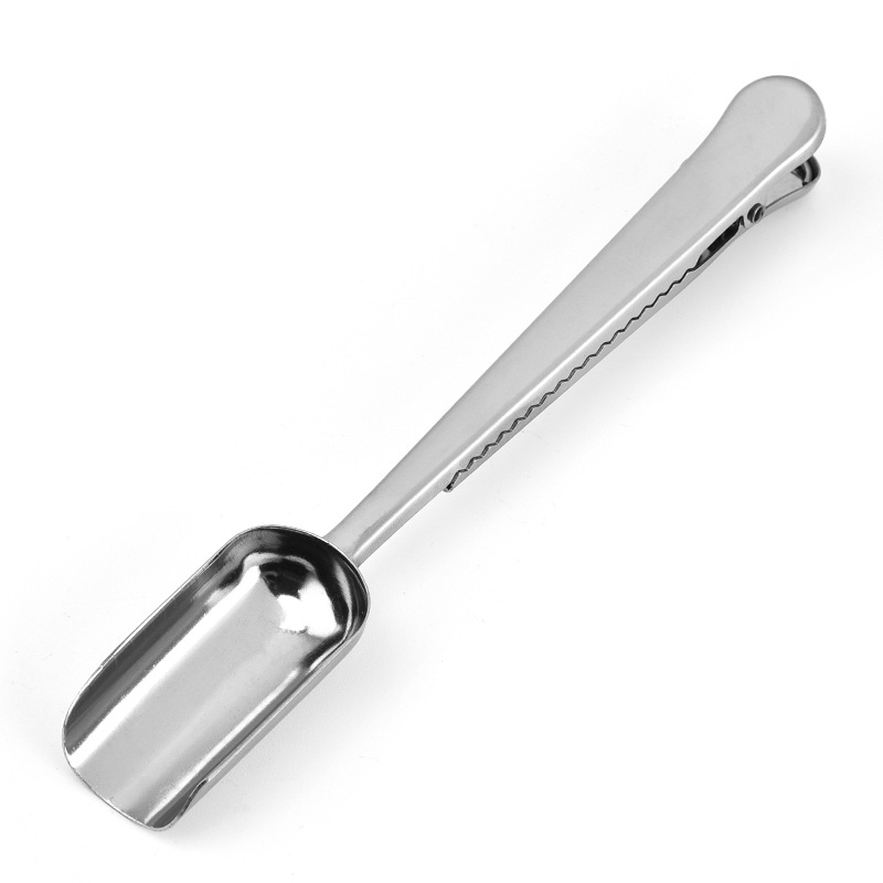 In stock wholesale stainless steel one-piece teaspoon tea set accessories portable tea spoon multifunctional sealing clip tea spoon
