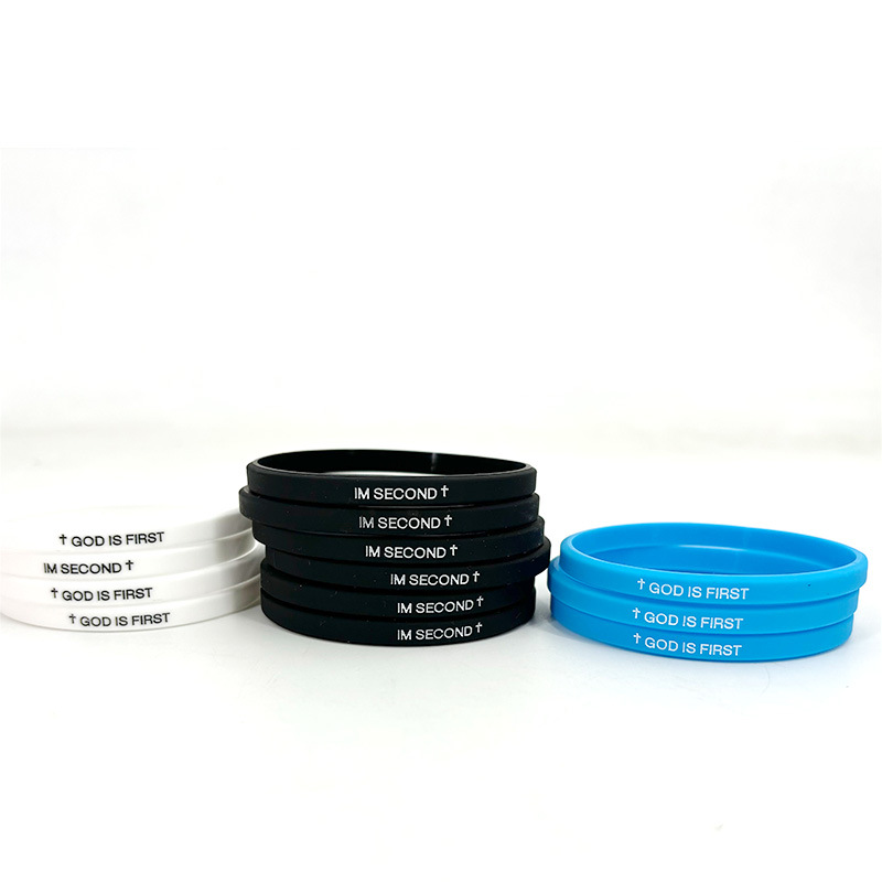 Multicolor thin strip GOD IS FIRST letter sports tide brand silicone bracelet 5mm colored rubber hand ring