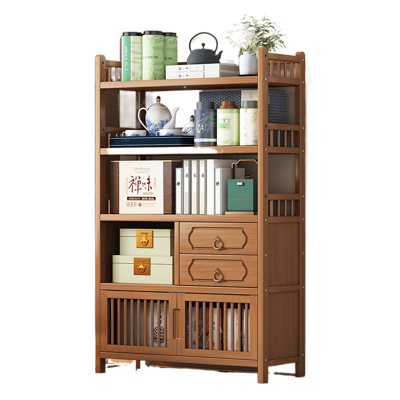 2025 New Model Bamboo Chinese-Style Tea Cabinet Tea Set Storage Suitable for Children Dining Room Side Cabinet Tea Table