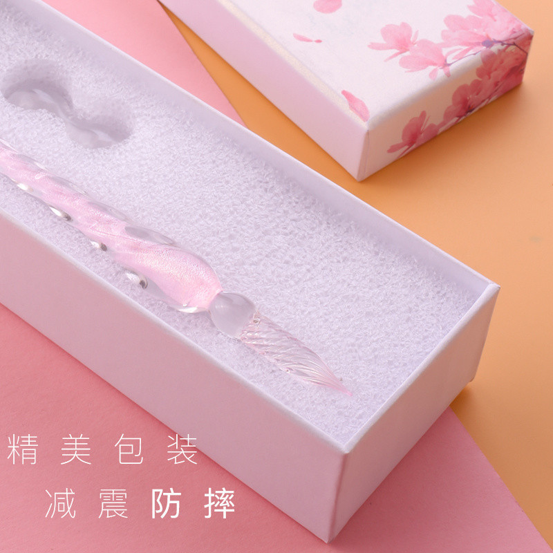 Glass Pen Dip Water Pen Color Ink Color Test Pen Transparent Dip Water Signature Crystal Creative Pen Gift Box