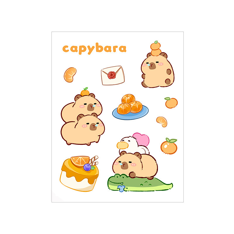 Kapibala Handbook Stickers Cute Capybara Handbook Stickers DIY Material Student Creative Cartoon Transparent Stickers