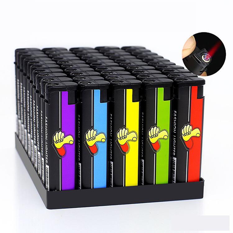 Convenience store supermarket electronic windproof lighter wholesale personality bag drawing paper household windproof lighter straight into the trend