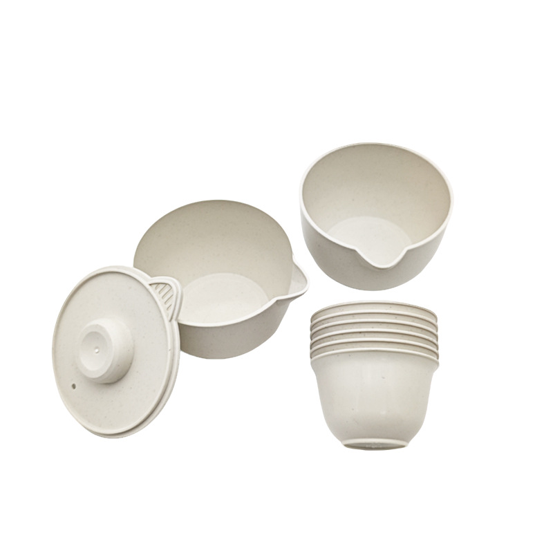 Kung Fu Tea Set Travel Kit Disposable Rice Husk Easy-To-Store Thickened Anti-Scalding Portable Set for Outdoor Picnics and Gatherings