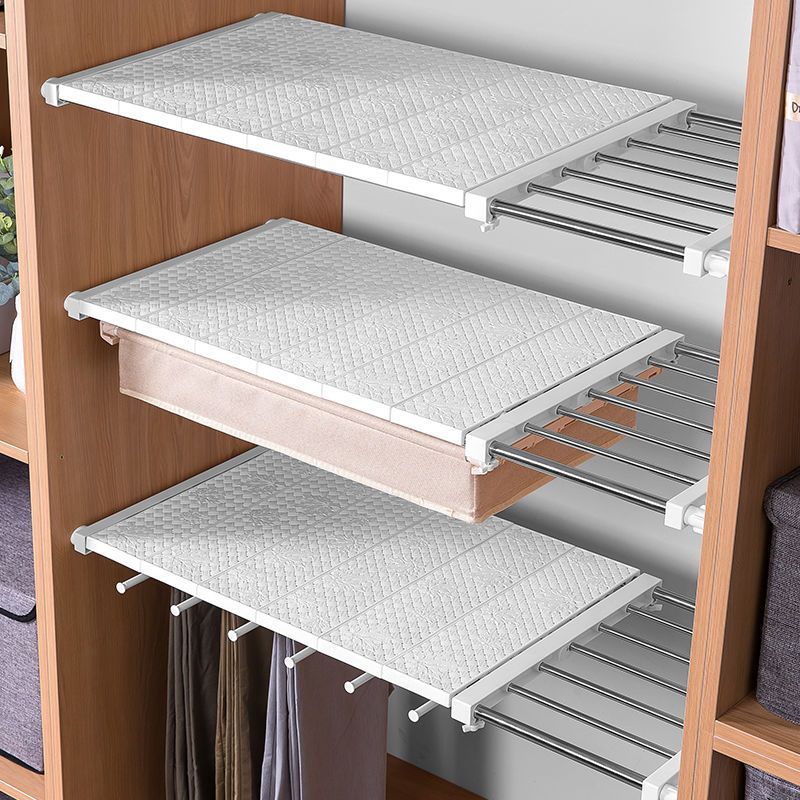 Student Dormitory Wardrobe Punch-Free Telescopic Layered Partition Bedroom Home Cabinet Partition Nail-Free Storage Weidong