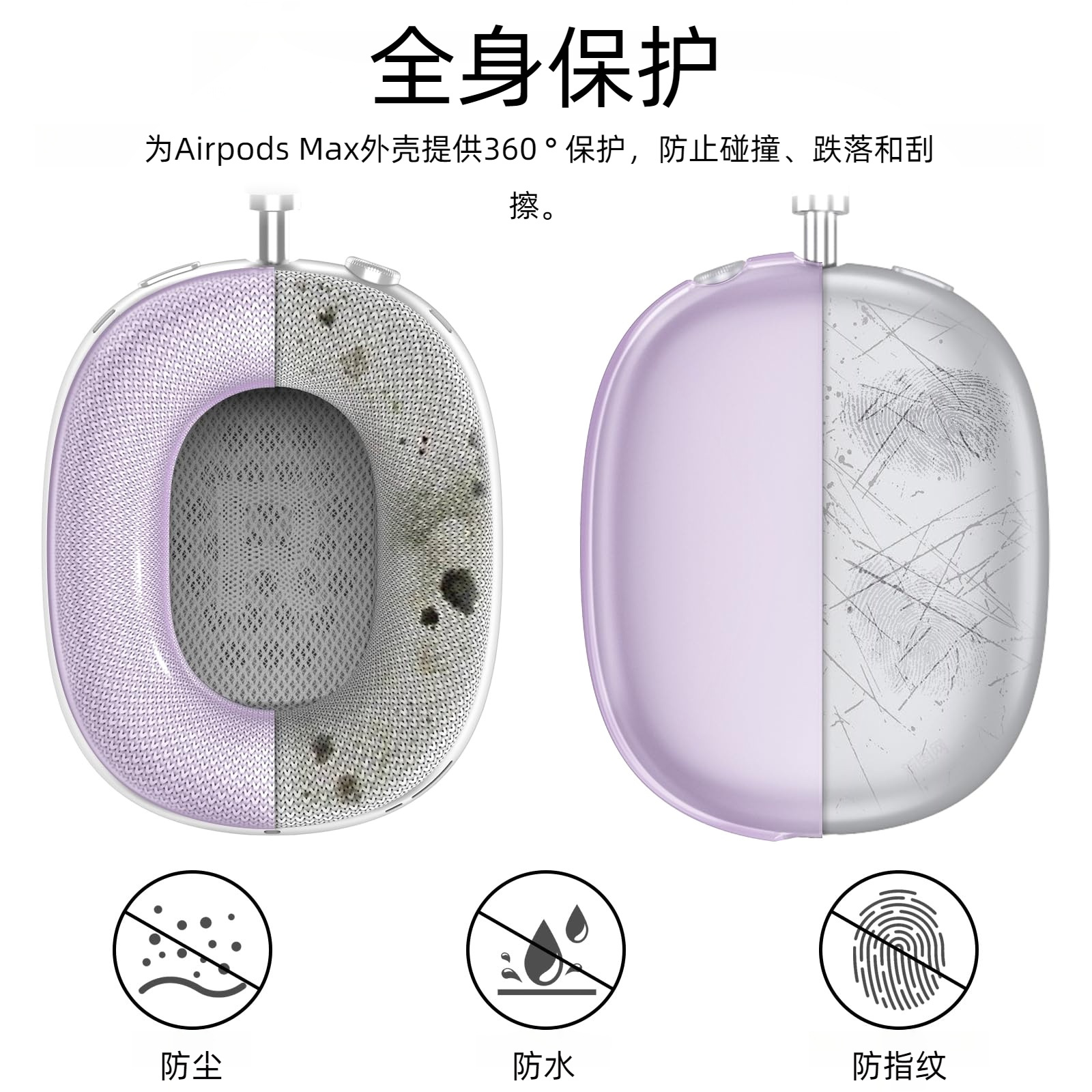 Suitable for airpodsmax Earphone Case Transparent Apple Earphone Case Silicone Protective Case Bluetooth Headset Protective Case