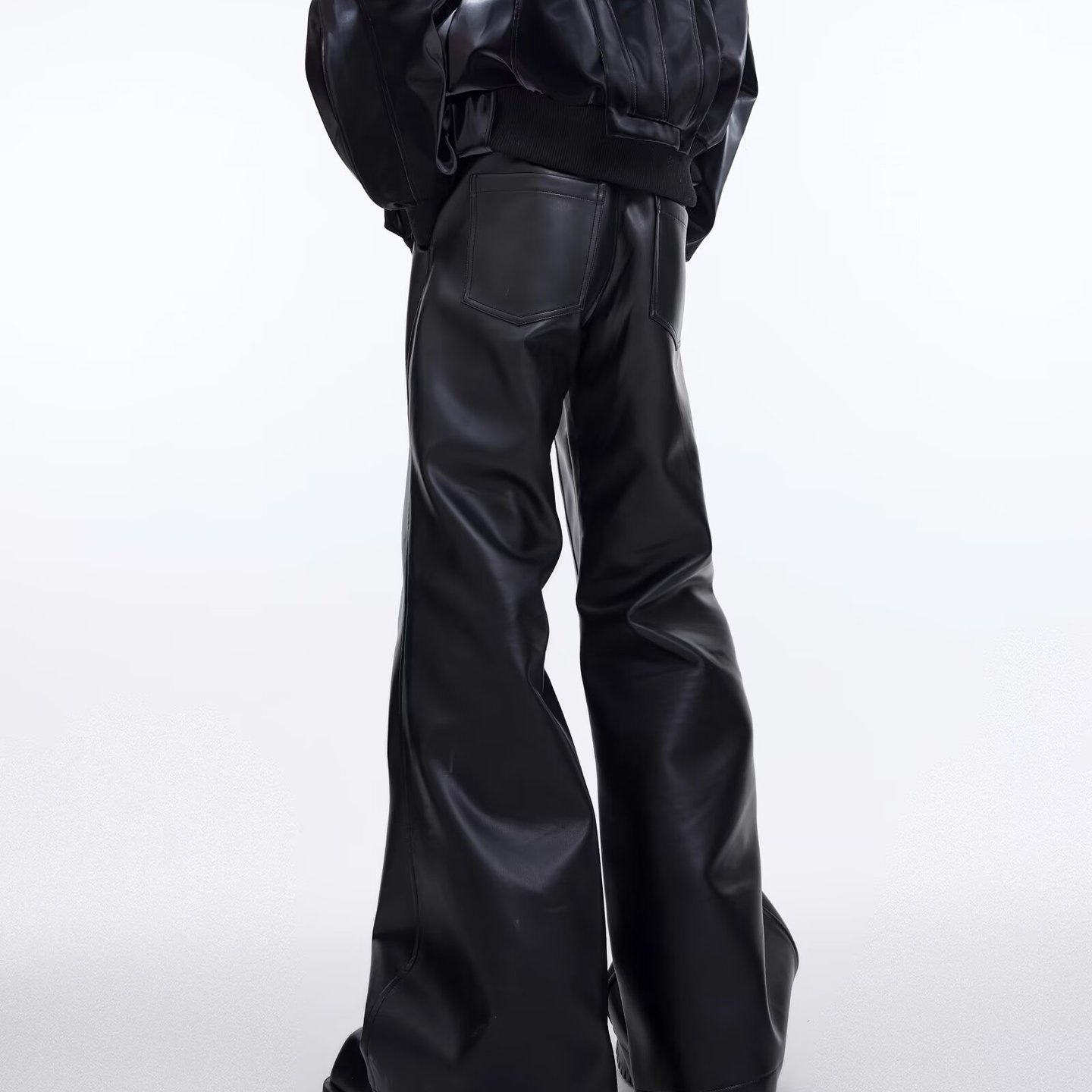 Men's and Women's Vintage Old Washed Split Design Niche Leather Pants Fashionable All-match Loose Straight Casual Trendy Pants