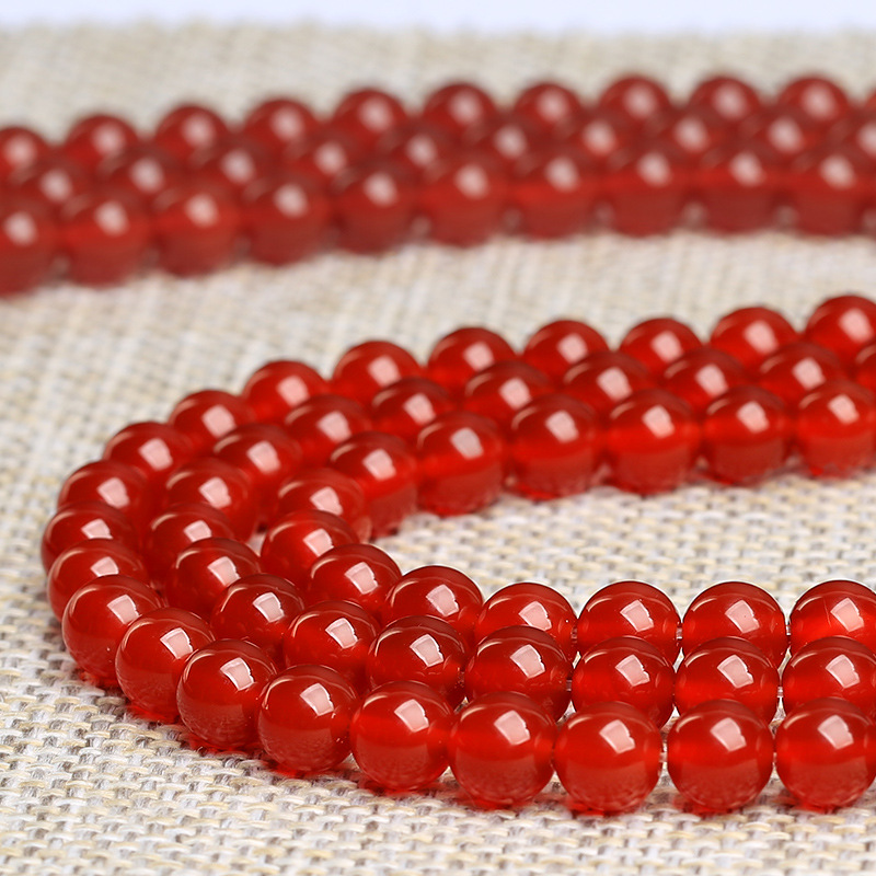 Natural Crystal 7A Red Agate Loose Beads DIY Jewelry Accessories Hand String Beads Red Agate Semi-Finished Products Wholesale
