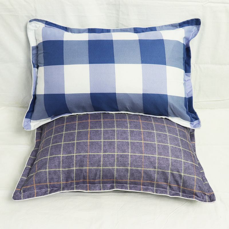 Manufacturer Wholesale Student Pillow Dormitory Single Pillow Sponge Pillow Striped Plaid with Pillowcase Labor Protection Removable Pillow Core