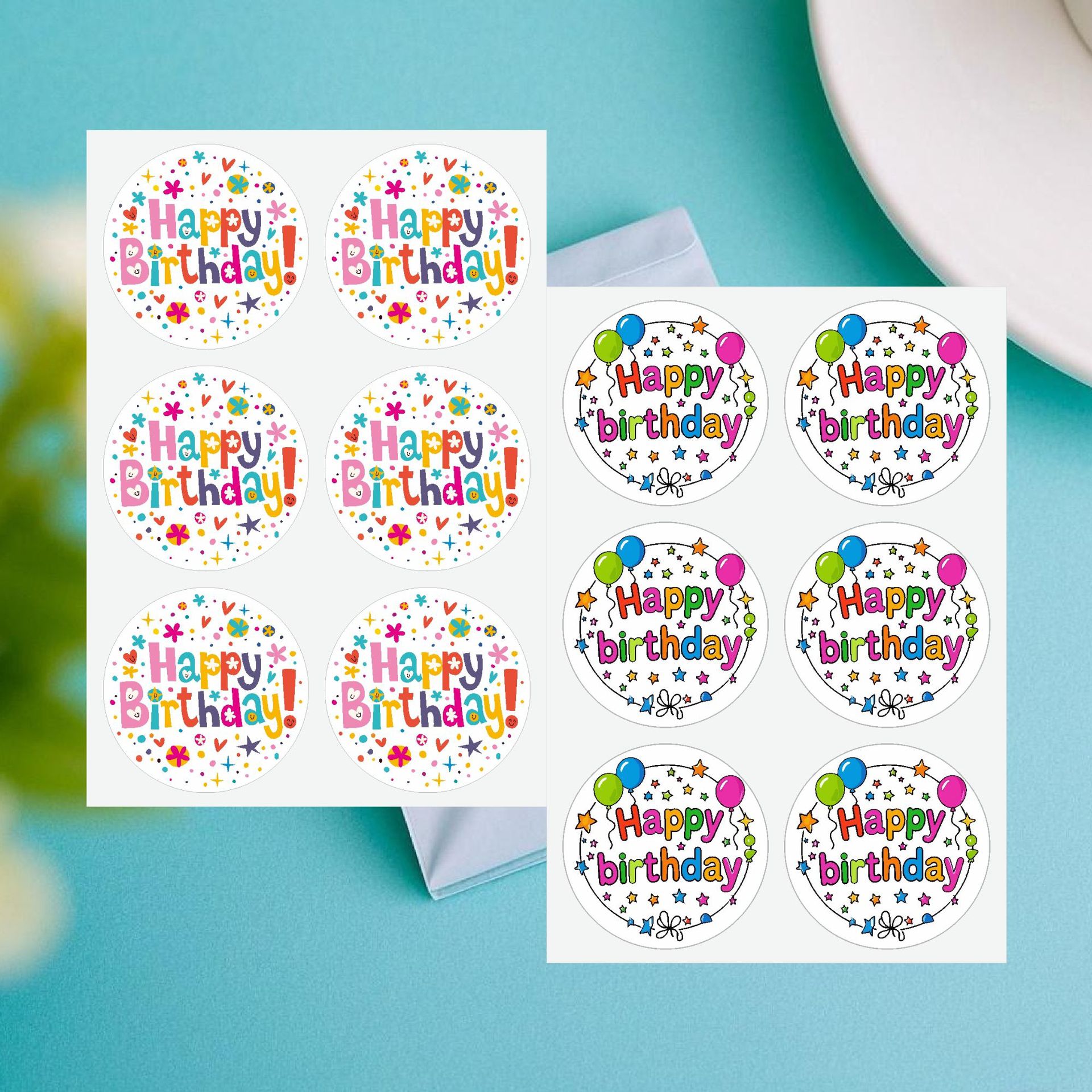 Cross-border 1.5-inch Happy Birthday Sticker Thank you for accompanying me with birthday gift decoration stickers kindergarten stickers