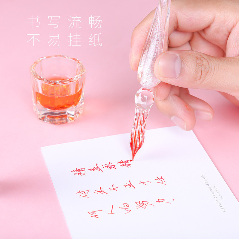 Glass Pen Dip Water Pen Color Ink Color Test Pen Transparent Dip Water Signature Crystal Creative Pen Gift Box