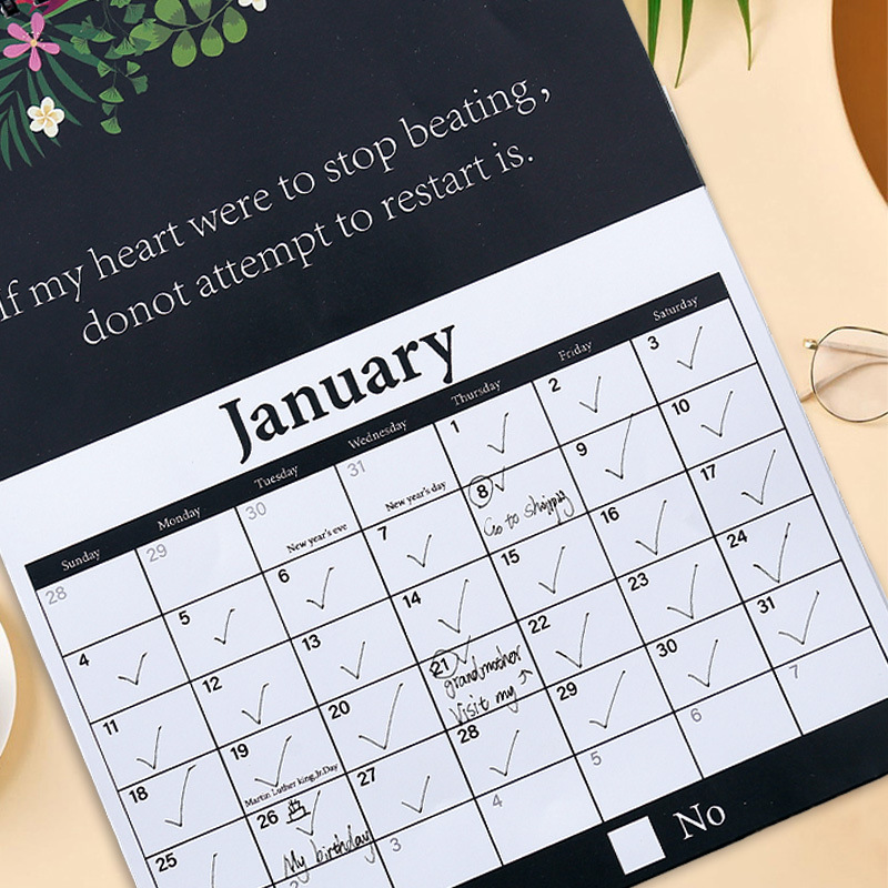 Amazon Cross-Border 25-26 Year Calendar Home Monthly Calendar Daily Planner Coil Wall Calendar Notebook English Creative