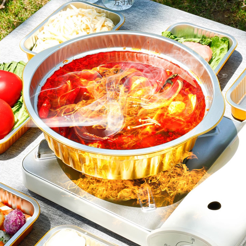 Camping Picnic Outdoor Tin Foil Pot Gas Stove Cassette Stove Hot Pot Special Disposable Barbecue Stove Portable Cooking