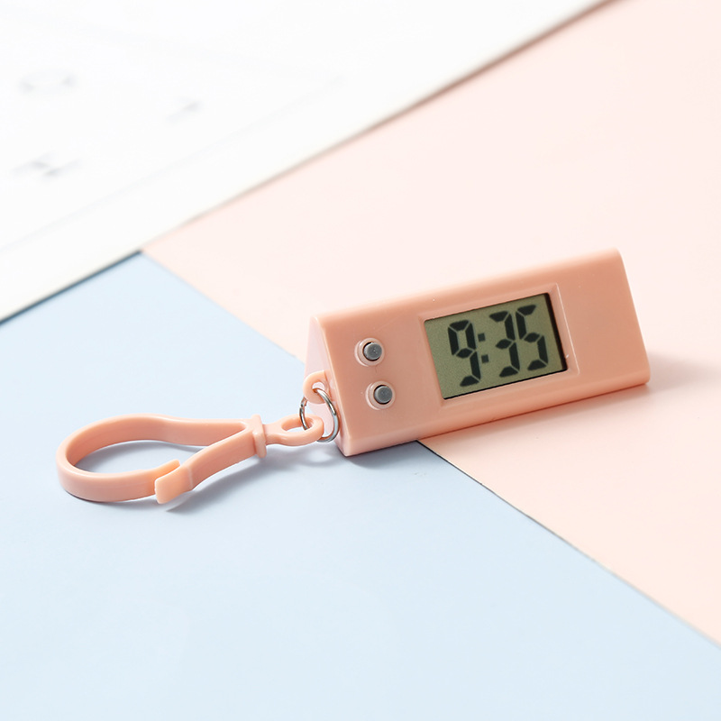 Student Long Triangle Backpack Keychain Electronic Watch Men's and Women's Gift Hanging Watch Electronic Watch Backpack Hanging Watch Electronic Watch