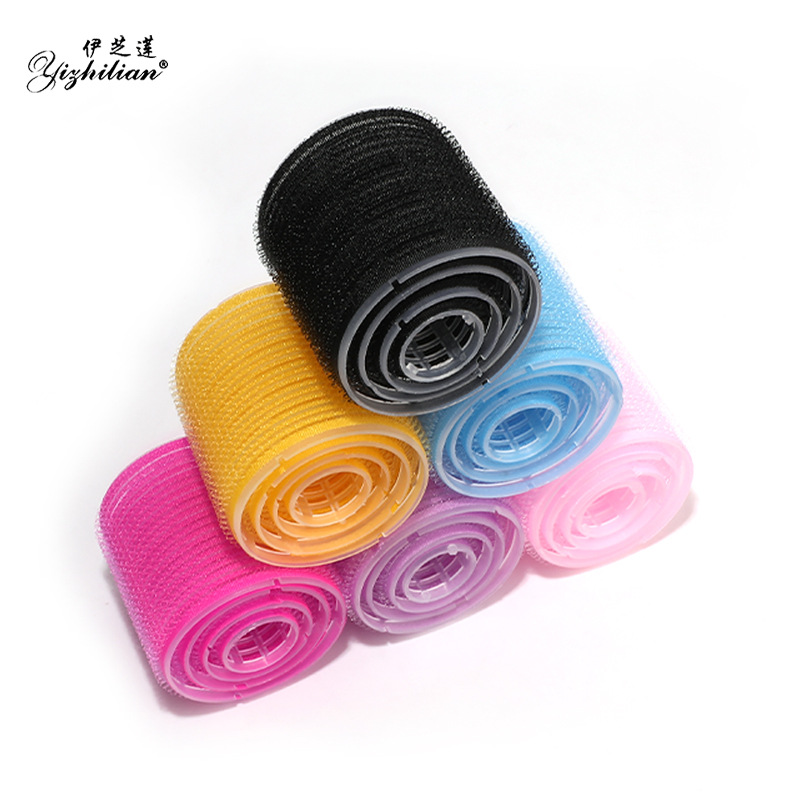 Bulk transparent roll core hair curler wholesale hair root fluffy curly hair air bangs roll self-adhesive hair curler Velcro