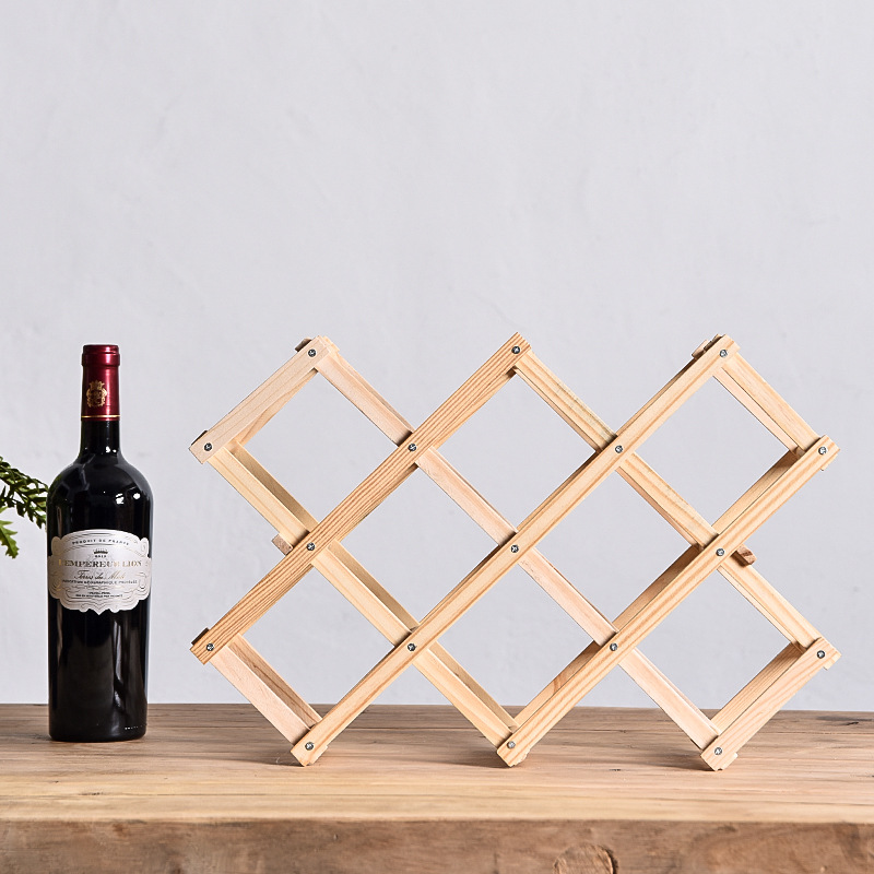 Red Wine Rack Ornaments Wine Rack Solid Wood Household Small Modern Simple Red Wine Cabinet Display Rack Red Wine Plaid