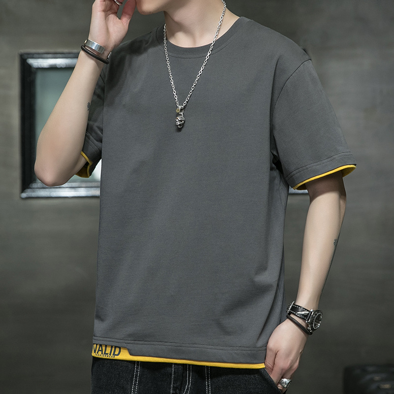 Short-sleeved T-shirt Men's 2022 Summer New Korean Style T-shirt Men's Crewneck Simple Loose Men's Top