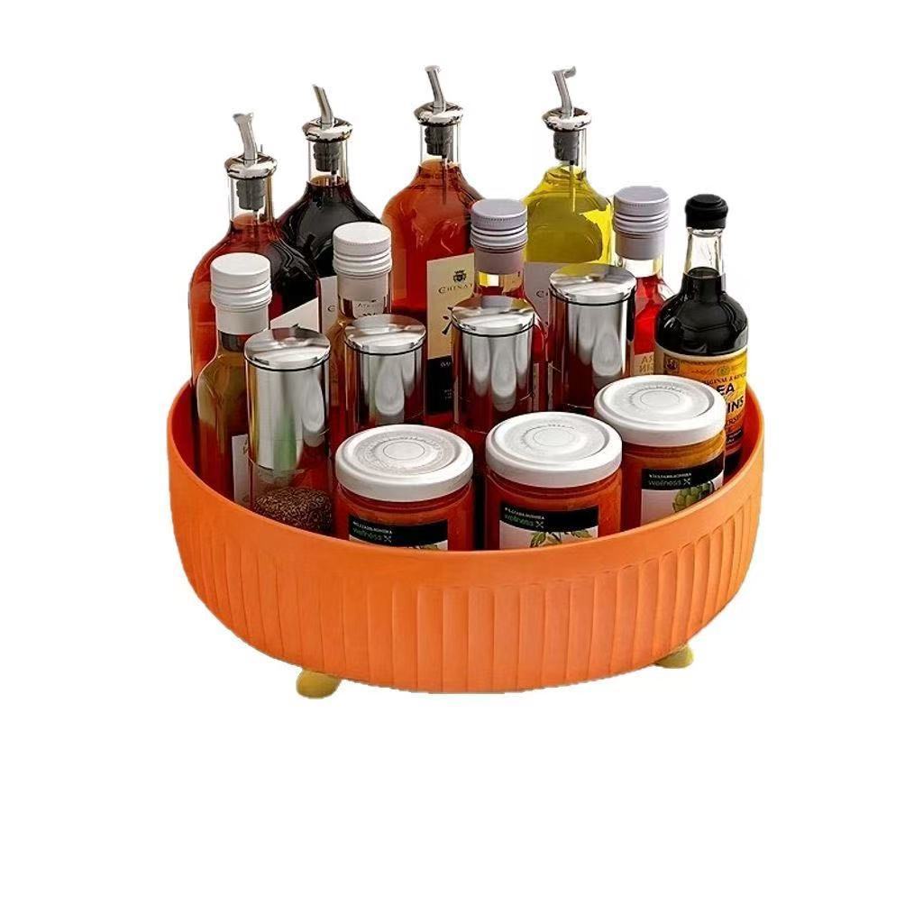 Kitchen Rotatable Spice Plant Rack Multi-Functional 360-Degree Seasoning Soy Sauce Vinegar Storage Rack Accessible Luxury Fruit Plate