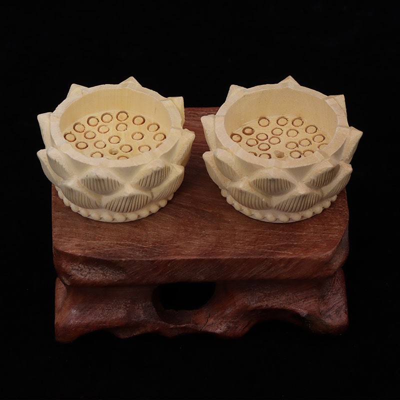 Carved Boxwood Lotus Peach Wood Lotus Base Buddha Lotus Seat Jewelry Pendant Accessories Car Hanging