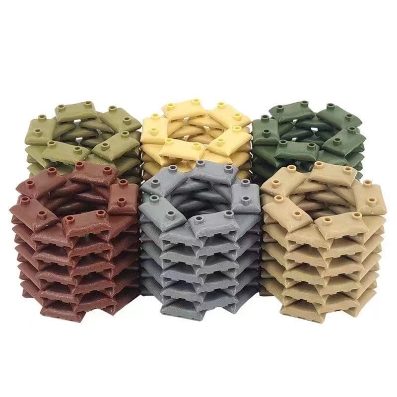 Military building blocks sandbag doll tactical equipment World War II combat scene landscaping accessories building children's educational toys