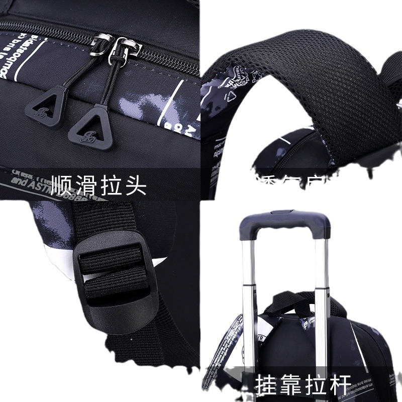 Natural Fish Cross-border New Trolley Schoolbag for Primary School Students Grade 3-6 Men's Large Capacity Shoulder Bag