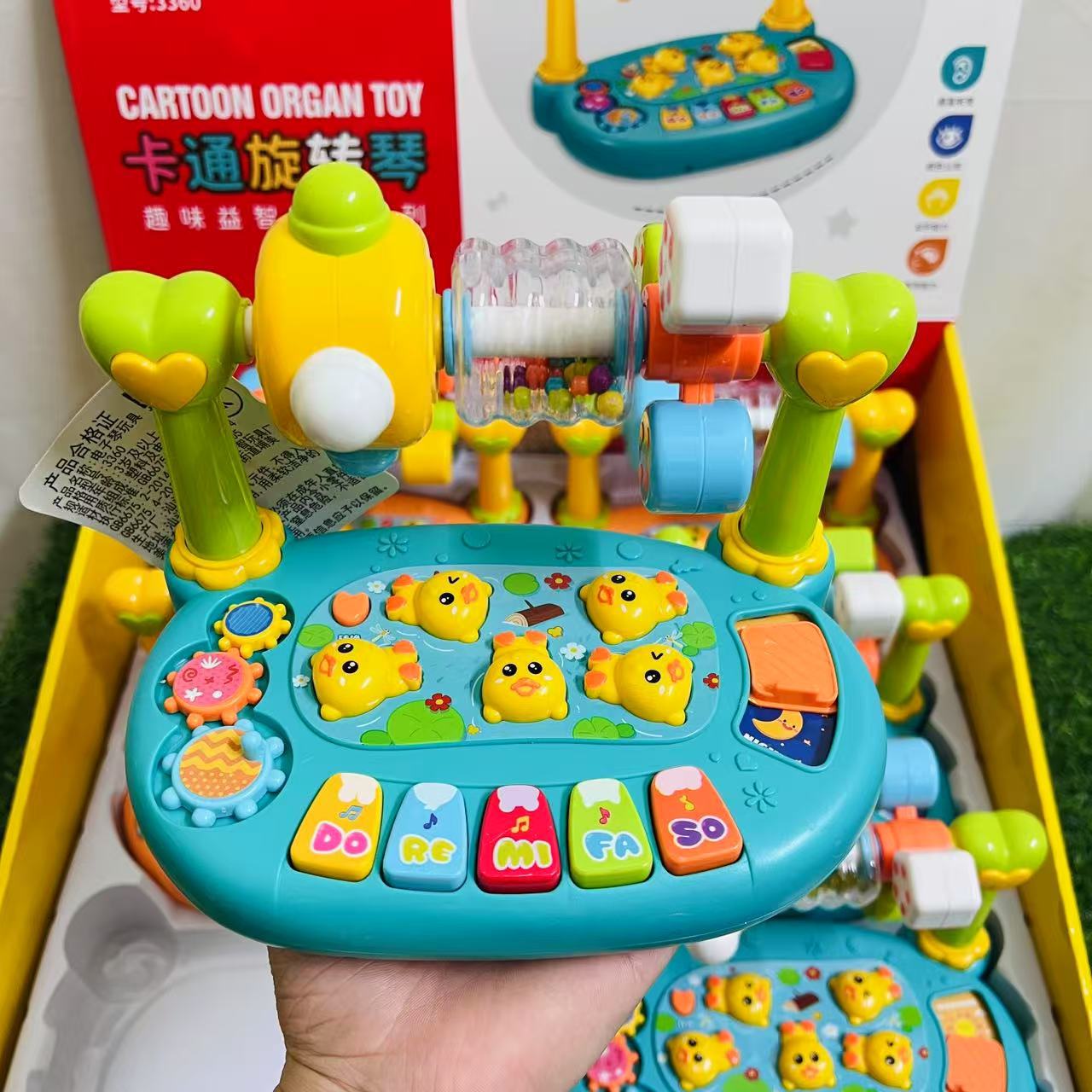 Cartoon Rotating Piano Whack-A-Mole Music Storytelling Educational Early Education Game Console Children's Play House Toys Wholesale