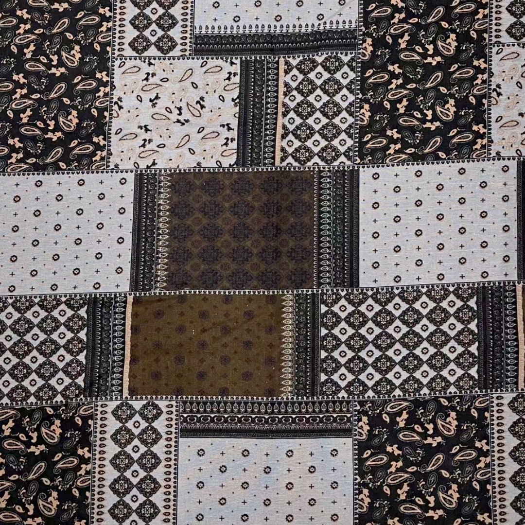 Generous Plaid Cotton and Linen Printed Fabric Beach Pants Cheongsam Dress Two-color Plaid Cotton and Linen Clothing Fabric