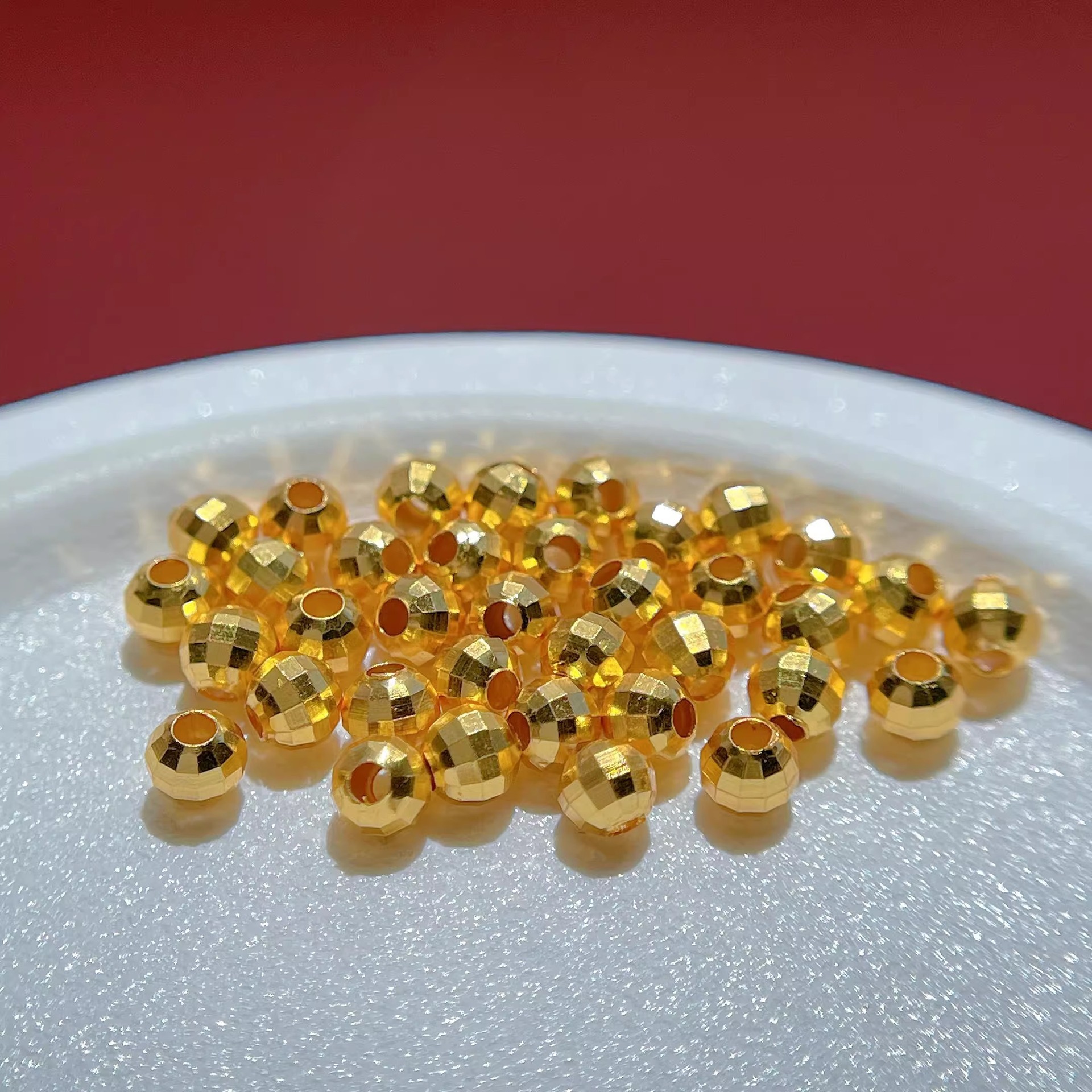 Pure 18K Gold Bundi Beads Au750 Laser Transfer Gold Beads Loose Beads Gold Beans Passepartout Bead Accessories Water Shell Gold