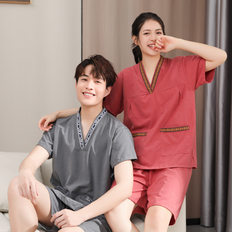 High-grade tribute hemp sweat steaming clothing men's moxibustion clothing massage sauna clothing women's foot bath clothing hotel bathrobe physiotherapy clothing wholesale