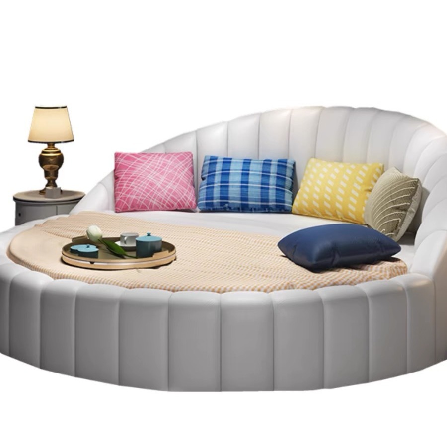 Round Bed Double Big Round Bed Hotel Hotel Big Round Bed Modern Simple European Style Couple Ins Internet Celebrity Princess Big Bed
