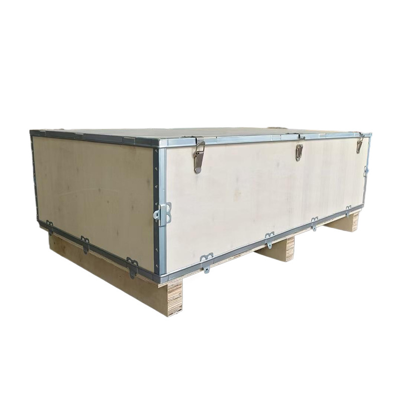 Manufacturer Customized Folding Fumigation-Free Wooden Box Thickened Removable Packaging Logistics Turnover Box Plywood Steel Belt Wooden Box