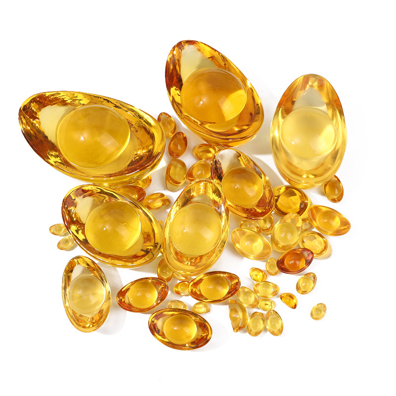 Source Factory Crystal Small Ingot Glazed Ornament Housewarming Office Front Desk Offering to Buddha Gift Yellow Crystal Ornament