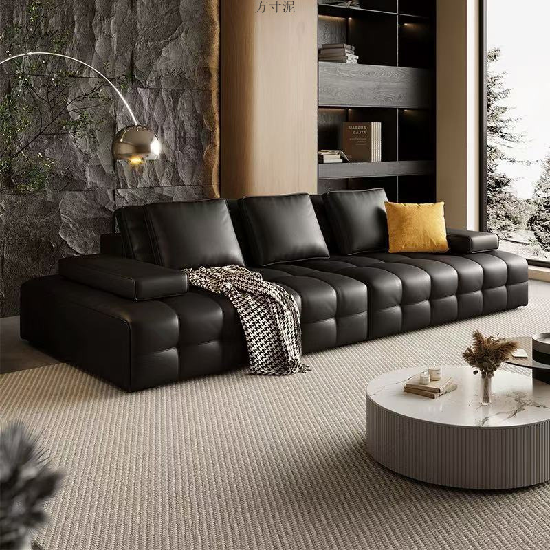 Прямой диван Лоуренс итальянский минимализм для виллы большой квартиры дизайнерский кожаный диван