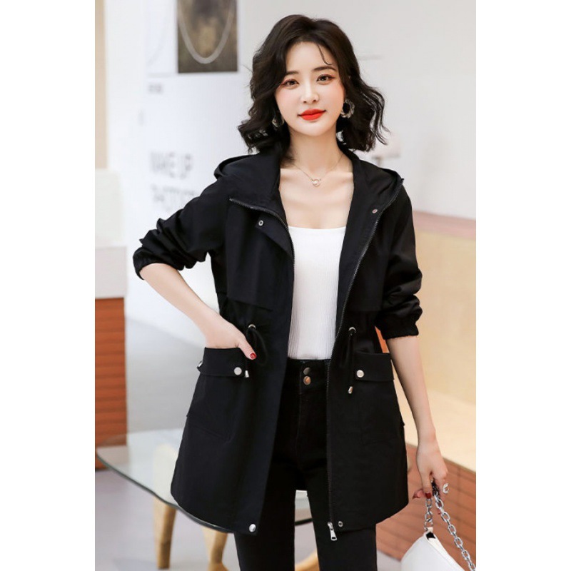 Spring and Autum Thin Windbreaker Women's Mid-Length 2025 New Korean Style Slim Casual Western Style Small Outwear Jacket
