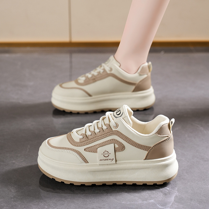 2025 Spring Women's Shoes New Breathable White Shoes Women's Ins Korean-style All-match Thick-soled Sports Casual Sneakers Trendy Shoes