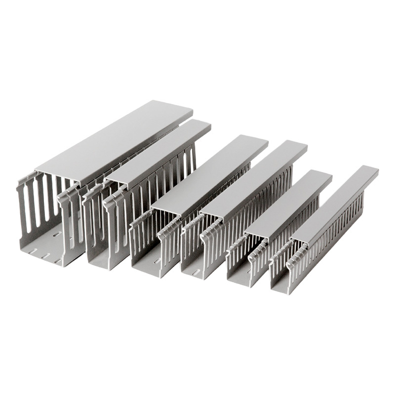 Pvc Wire Duct Plastic Fireproof V0 Flame-Retardant Wire Duct Gray Distribution Cabinet Wire Duct Opening Wire Duct Cable Management Tool