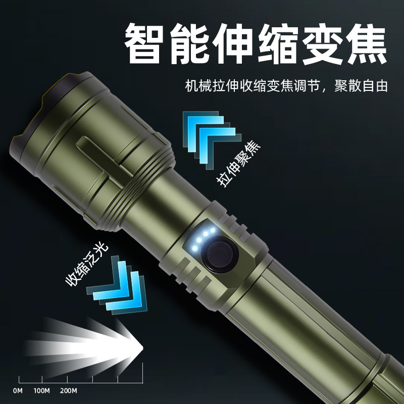 TEMU TIKTOK Cross-border Strong Flashlight Patrol Camping Outdoor Lighting White Laser Remote Aluminum Alloy