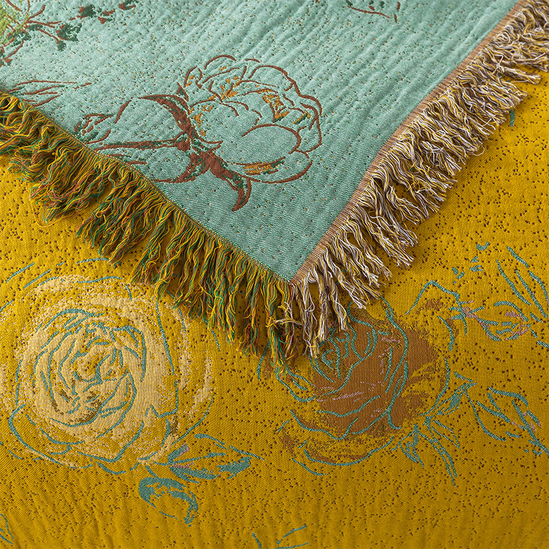 2025 New Pure Cotton Gauze Towel Quilt Blanket Office All Cotton Jacquard Nap Blanket Home Laptop Sofa Towel